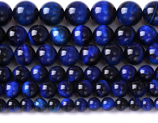 Natural Stone Lapis Blue Tiger Eye Beads Round Loose Spacer Beads for Jewelry Making DIY Bracelet Necklace 8mm 48pcs
