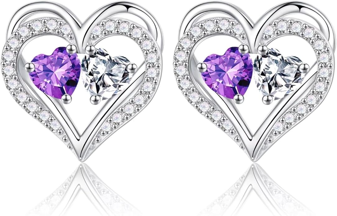 Iefil Valentines Day Gifts for Her - 925 Sterling Silver Birthstone Earrings, Anniversary Birthday Gifts for Women Wife Girlfriend Mom