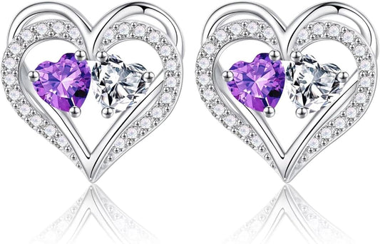 Iefil Valentines Day Gifts for Her - 925 Sterling Silver Birthstone Earrings, Anniversary Birthday Gifts for Women Wife Girlfriend Mom