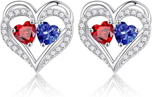 Iefil Valentines Day Gifts for Her - 925 Sterling Silver Birthstone Earrings, Anniversary Birthday Gifts for Women Wife Girlfriend Mom