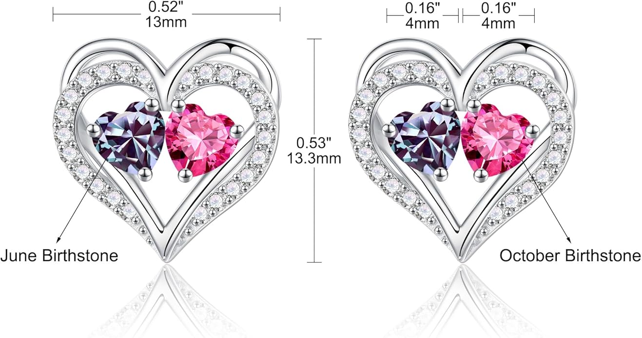 Iefil Valentines Day Gifts for Her - 925 Sterling Silver Birthstone Earrings, Anniversary Birthday Gifts for Women Wife Girlfriend Mom