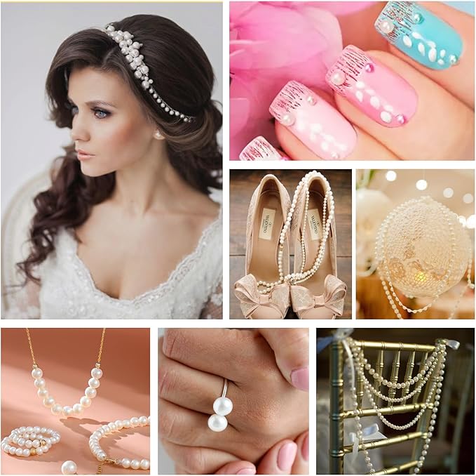 1000pcs Pearl Beads for Jewelry Making, 6mm White Plastic Beads for DIY Crafting Bracelets, Necklaces, Earrings