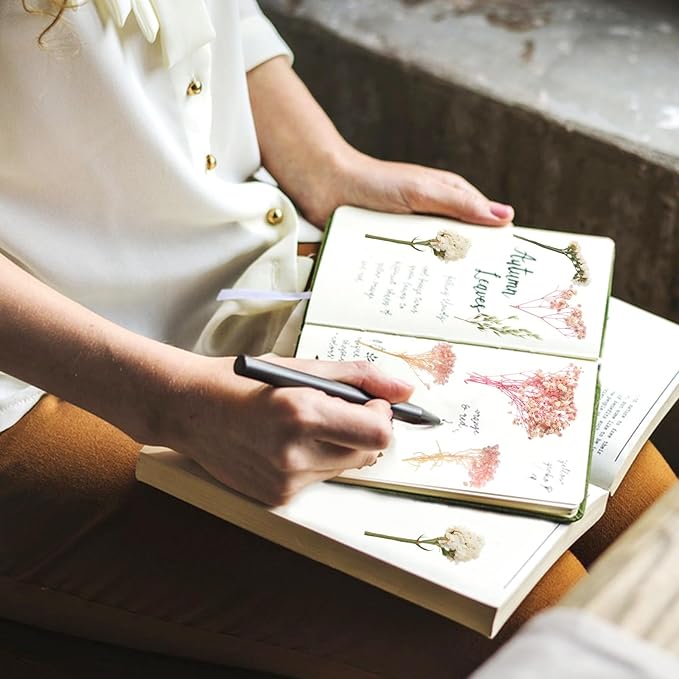 Real Dried Flowers, Natural Dry Flowers Mixed Natural Pressed Flowers Flores Secas Dried Florals for Crafts,Resin,Candle Making,Natural Flowers, Colors Vary Slightly(Pink and White)