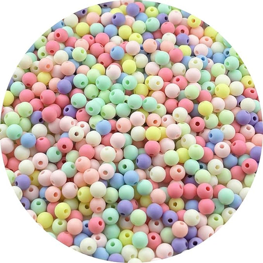 YUEXIGO 700pcs Acrylic Round Beads for Crafts 6mm Resin Candy Color Spacer Beads with Hole for Jewelry Making Sewing Crafts Decoration Necklaces Bracelets Earrings Supplies(Frosted Mix Colors)