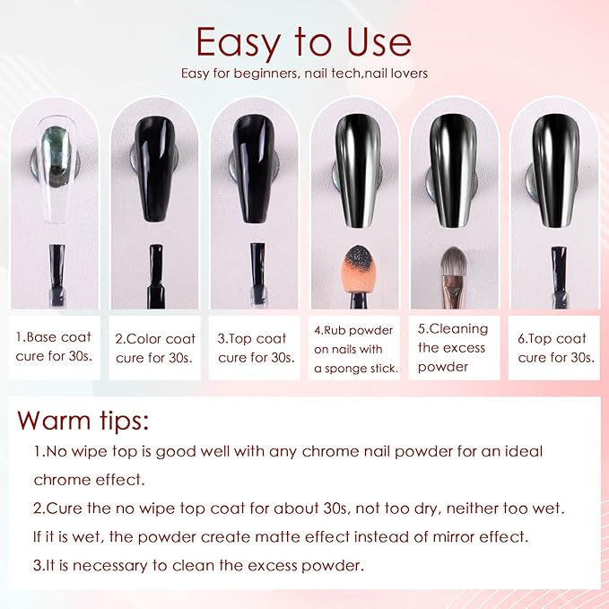 Laza 3 Colors Halloween Chrome Nail Powder Mirror Effect Metallic Dust Holographic Glitter Glazed Manicure Decoration Reflective Pigment for DIY Gel Polish Nail Art Resin Craft Gift - Red Black Silver