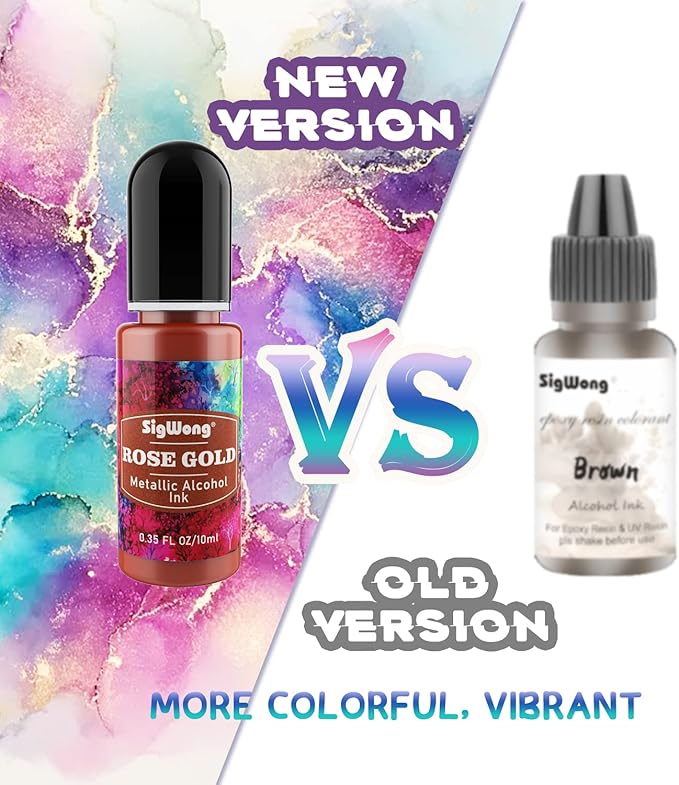 Alcohol Ink Set - 24 Bottles Vibrant Colors High Concentrated Alcohol-Based Ink, Concentrated Epoxy Resin Paint Colour Dye Great for Resin Petri Dish, Coaster, Painting, Tumbler Cup Making(10ml Each)