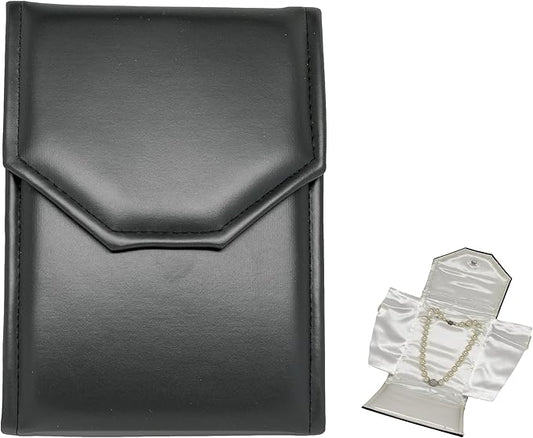 Novel Box Necklace Display Pearl Folder 7x5 inch Small Travel Jewelry Case - Wedding Jewelry Storage Holder with Smooth Finish - Jewelry Organizer Necklace Box - Black/White Stitched