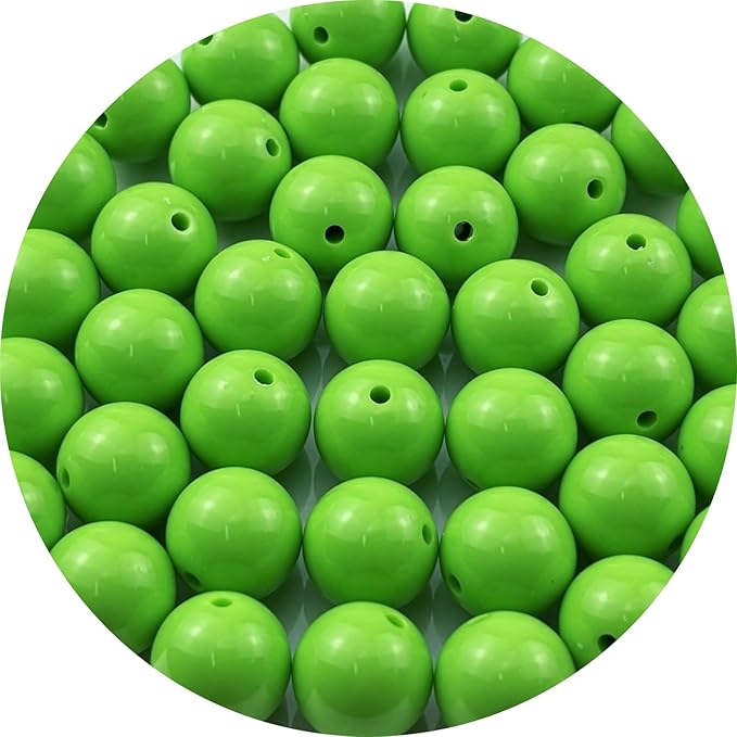 YUEXIGO 40pcs Acrylic Round Beads for Crafts 16mm Resin Candy Color Spacer Beads with Hole for Jewelry Making Sewing Crafts Decoration Necklaces Bracelets Earrings Supplies(Green)