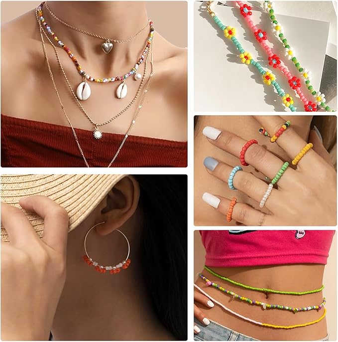 TEXGIZRLY 3mm Seed Beads for Bracelets Making, Friendship Bracelet Making Kit for Girls, 24 Colors Bead Bracelet Kit, Beads for Jewelry Making Kit, DIY, Arts, Crafts Gifts Age 4+ (3MM-C)