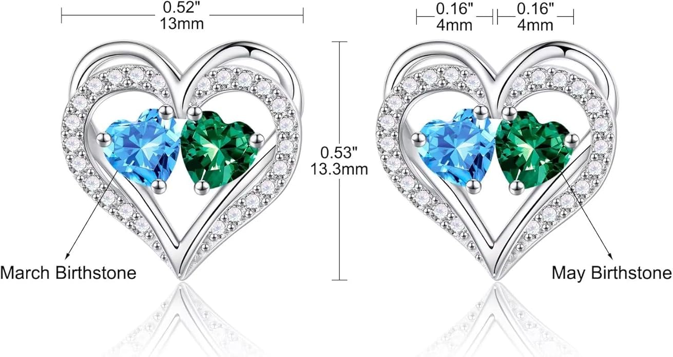 Iefil Valentines Day Gifts for Her - 925 Sterling Silver Birthstone Earrings, Anniversary Birthday Gifts for Women Wife Girlfriend Mom