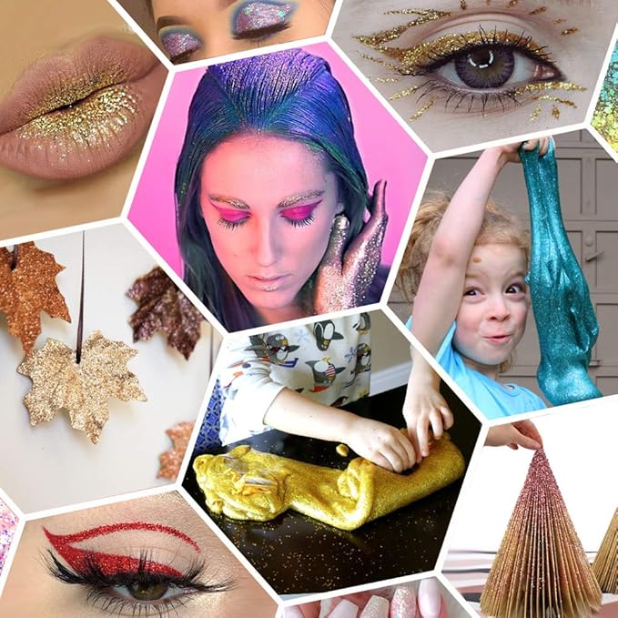 Extra Fine Glitter, Set of 24 Colors Nail Arts Face Hair Eye Lip Gloss Makeup Glitter, Slime,Tumbler and Epoxy Resin Crafts Loose Powder Shaker