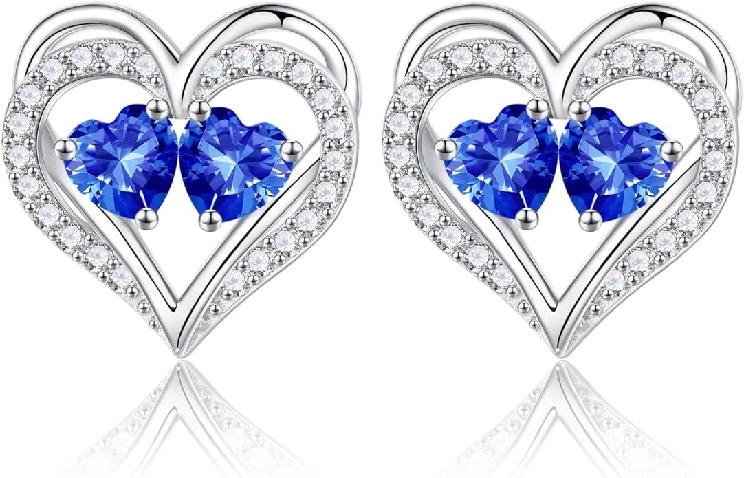 Iefil Valentines Day Gifts for Her - 925 Sterling Silver Birthstone Earrings, Anniversary Birthday Gifts for Women Wife Girlfriend Mom