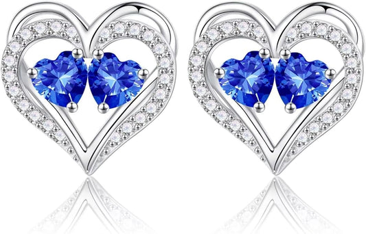 Iefil Valentines Day Gifts for Her - 925 Sterling Silver Birthstone Earrings, Anniversary Birthday Gifts for Women Wife Girlfriend Mom