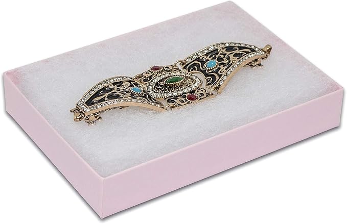 TheDisplayGuys - 100-Pack #53 Cotton Filled Cardboard Paper Jewelry Boxes Gift Case - Pastel Pink (5.4" x 3.9" x 1.0") - for Shipping or Storage