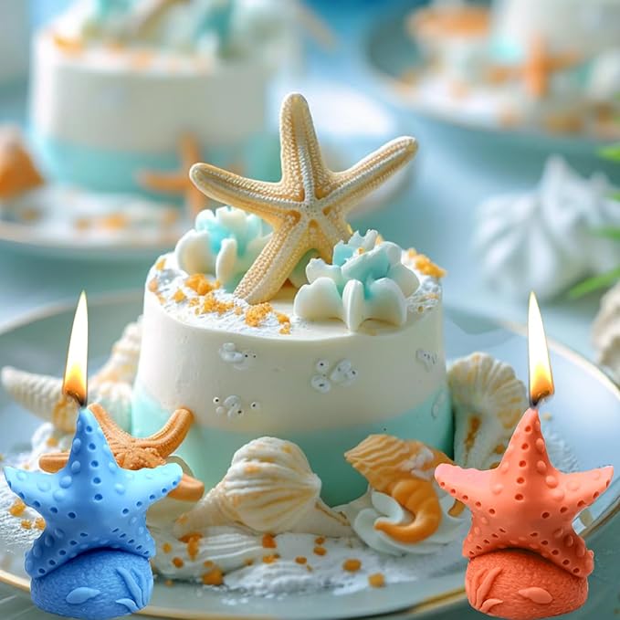 ZQYSING Starfish Candle Mold for Candle Making, Ocean Beach Sea Silicone Molds for Epoxy Resin Candle Wax Soap Clay Gypsum Home Decoration