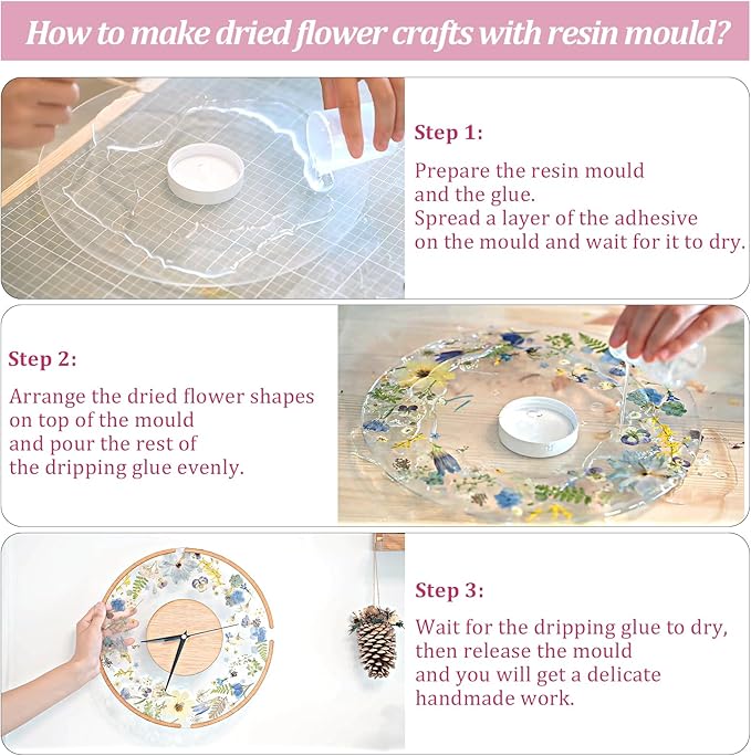 Eshow 113Pcs Dried Pressed Flowers for Crafts, Natural Dry Flowers for Resin with Tweezer for Scrapbooking DIY Art Crafts, Epoxy Jewelry Molds, Candle, Soap Making