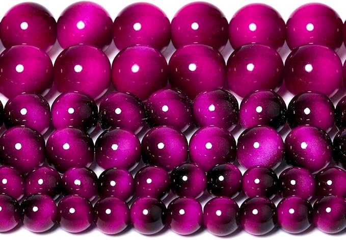 Song Xi 45PCS 8mm Rose Pink Tiger Eye Gemstone Beads for Jewelry Making, Round Smooth Glass Beads for DIY Bracelet Necklace Earring Keychain, Arts and Crafts, for Christmas Wedding Birthday