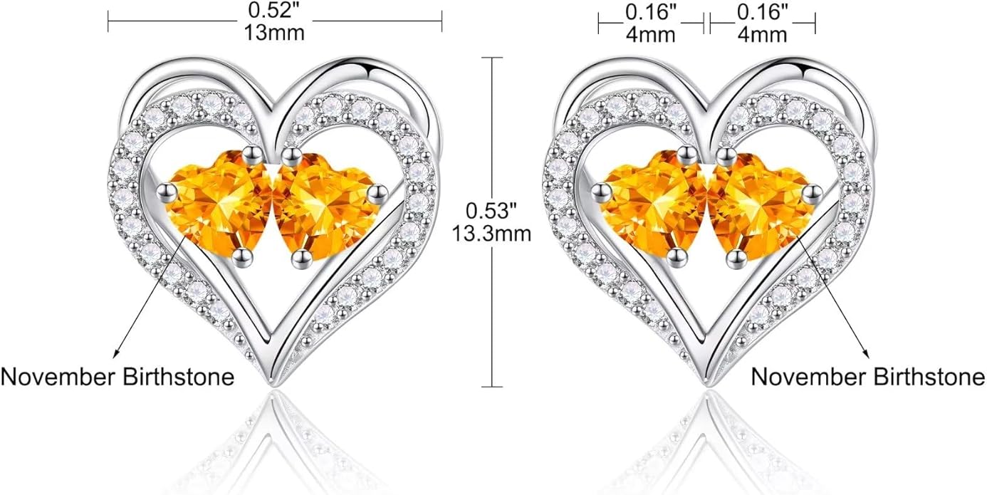 Iefil Valentines Day Gifts for Her - 925 Sterling Silver Birthstone Earrings, Anniversary Birthday Gifts for Women Wife Girlfriend Mom