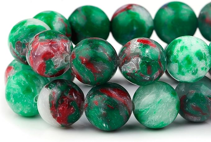 Youngbling Natural Gemstone Beads for Jewelry Making,8mm Green Imperial Jasper Polished Round Smooth Stone Beads for Bracelet Necklace 15 Inch(Green Imperial Jasper,8mm)