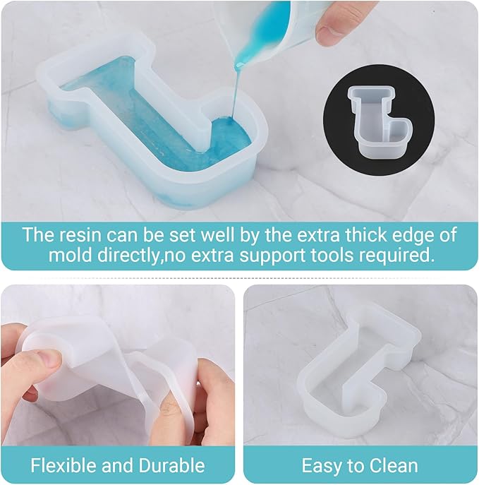 Gartful Resin Letter Molds for Casting, J Capital Alphabet Resin Silicone Molds for Epoxy, Thick 3D Silicone Letter Molds for Making Letters, Word Sign Art, DIY Crafts, Making Candle, Party Home Decor