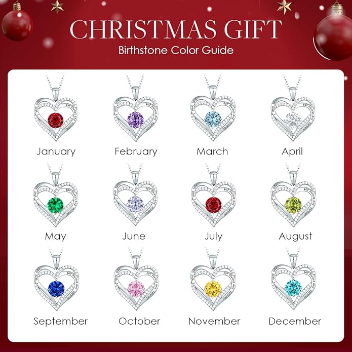 CDE Valentine's Day Gift Forever Love Heart Necklaces for Women, Wedding Anniversary, Birthday Mothers Christmas Day Gifts for Mom, Mother, Wife, S925 Silver Jewelry with Birthstone Pendant