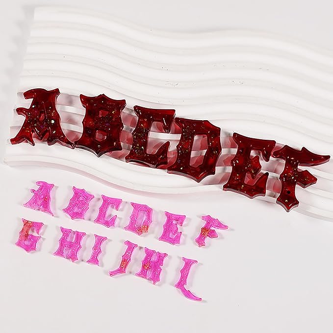 Gothic Letter Alphabet Jewelry Casting Molds - Silicone Resin Casting Molds for Candle & Resin & Soap Craft Supplies