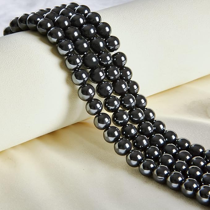 100pcs 8mm Black Hematite Beads Natural Gemstone Beads Round Loose Beads for Jewelry Making