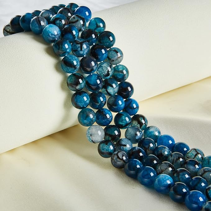 100pcs 6mm Blue Dragon Vein Agate Beads Natural Gemstone Beads Round Loose Beads for Jewelry Making