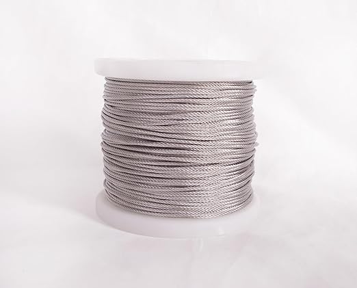 1/16“ Wire Rope,328FT 316 Stainless Steel Cable,Aircraft Cable,Steel Wire,7x7 Strand Core,450 lbs Breaking Strength for Clothes Line Wires, Trellis Wire,Outdoor,Yard and Crafts