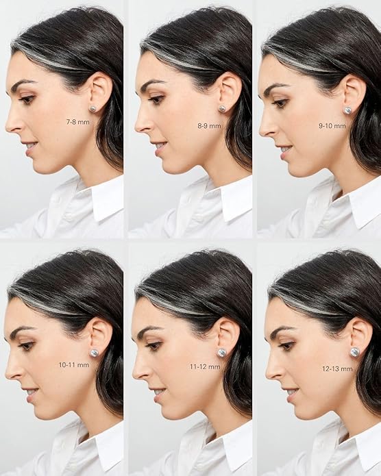 Woman Pearl Earrings Freshwater Cultured Keshi Pearls in White and Gray by SECRET & YOU | Sterling Silver 925 | Available in 10 sizes from 7-8 mm to 15-16 mm