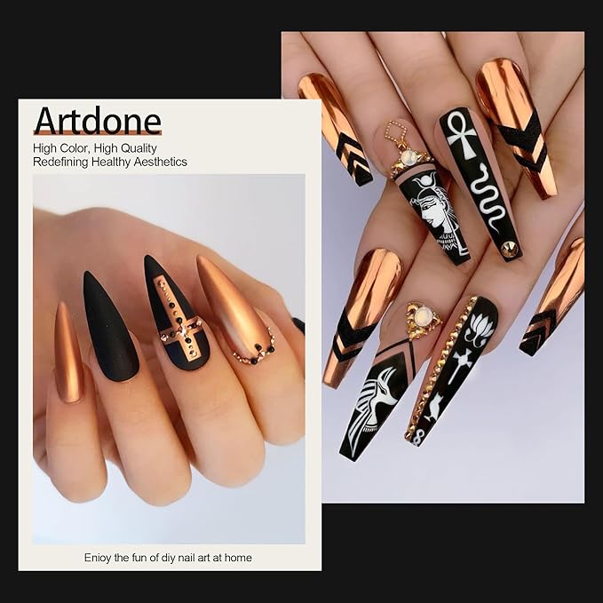 Artdone Chrome Nail Powder, Copper Iridescent Aurora Powder Metallic Mirror Effect Pigment Pearlescent Mermaid Pigment Pearl Glitter Dust Kit, Nail Art Decoration, Resin Craft