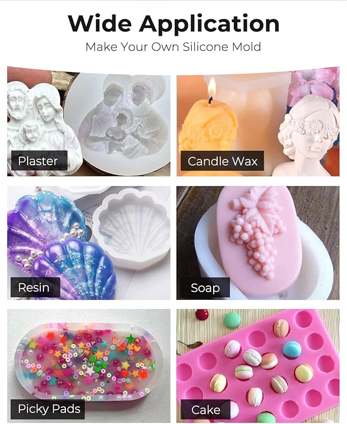 Nicpro 170oz Silicone Mold Making Kit, 15A Platinum Liquid Silicone Rubber, Flexible Silicone Molds Maker Mix Ratio 1:1 for Casting 3D Resins Candle Soap Molds DIY with 24 Mica Powder, Mixing Cups