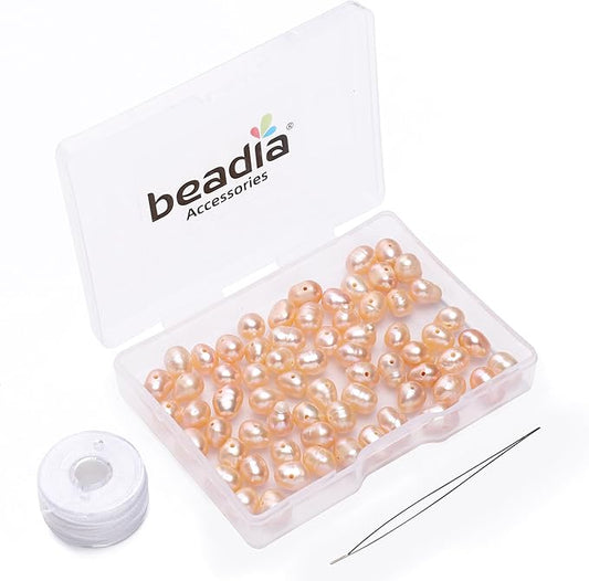 Natural Pearl Beads Potato 5-6mm Pink Freshwater Cultured Loose Gemstone Beads for DIY Jewelry Making 13.8''/Strand HQ