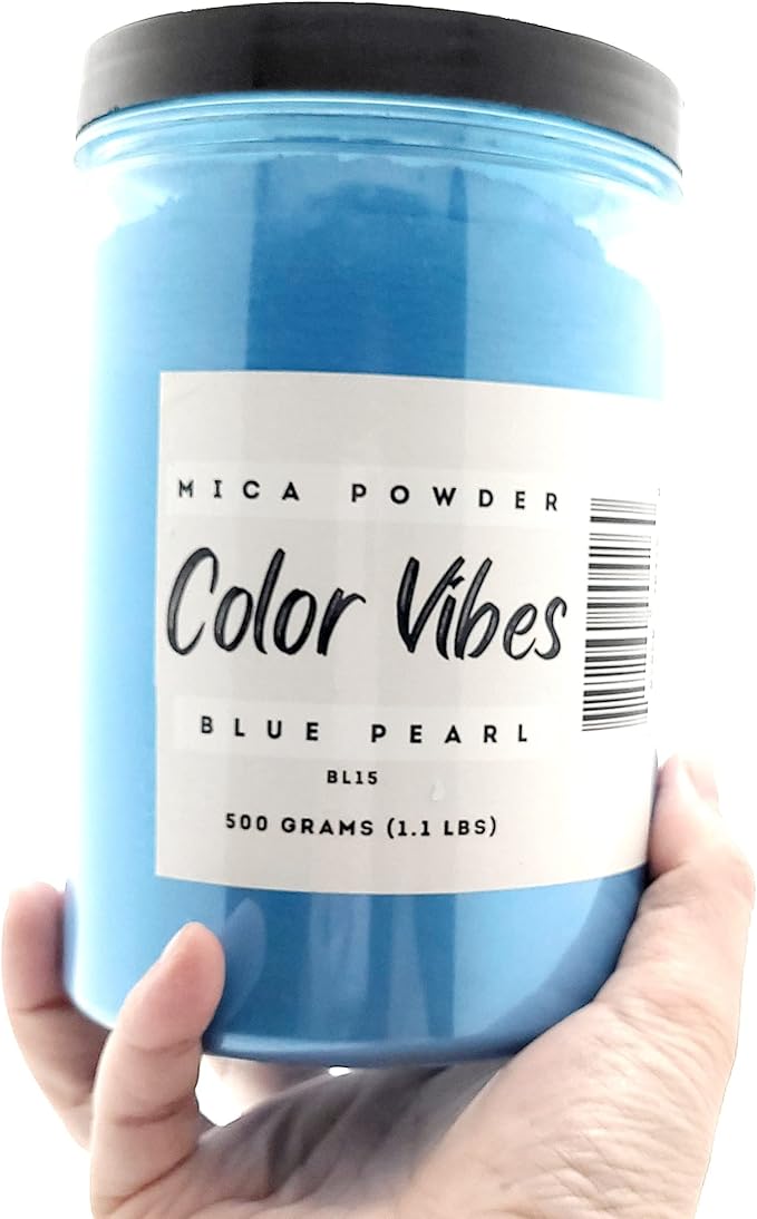 Pearl Mica Powder Pigment Dye - 500 Grams (1.1 lbs) - Best Bulk Price for Fine Arts, Crafting, Painting, Bath Bomb Soap Candle Slime Jewelry Making, Epoxy Resin, Woodworking (Blue BL15)