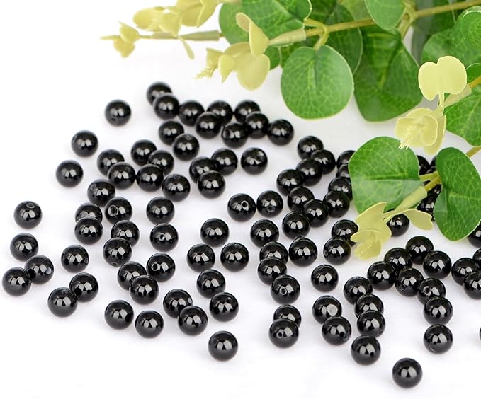 Natural Stone Genuine Stones DIY Black Onyx Round Beads 8mm 100pcs Beading Loose Gemstone Hole Size 1mm Charm Smooth Beads for Bracelets Necklaces Earrings (Black Onyx 8mm)