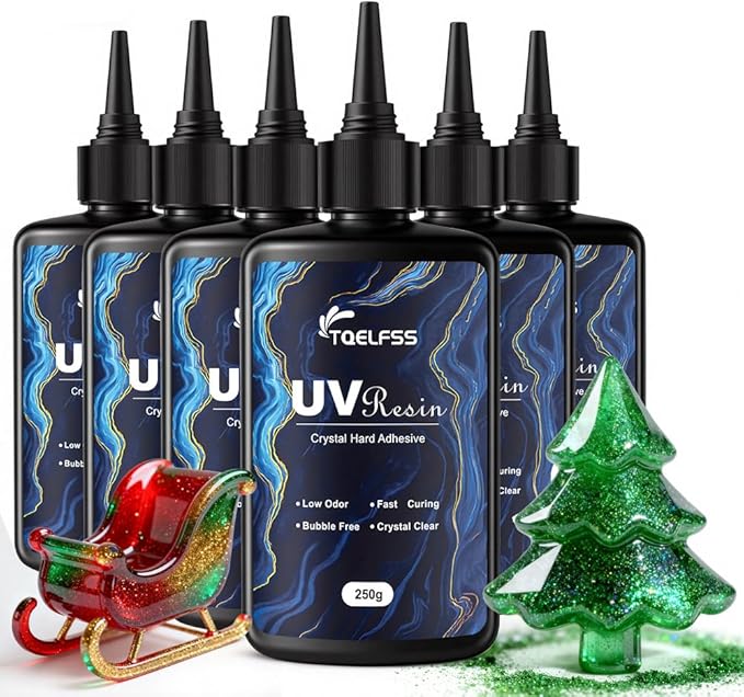 UV Resin,1500g High Gloss & Clear & Solar Cure Sunlight Activated Glue Hard,UV Cure Resin for Casting,Coating & DIY Crafts（250g*6）