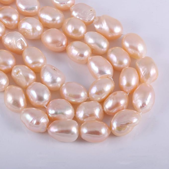 Natural Pearl Freshwater Cultured Pearl Beads for Jewelry Making Punch Loose Beads Handmake DIY for Jewelry Making DIY Women Necklace Bracelet 9-10 mm Color Pink 14 inches