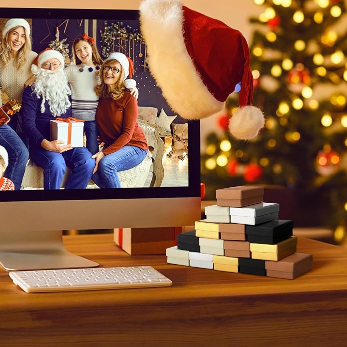 Tenceur 100 Pcs Valentines Jewelry Gift Boxes Bulk Kraft Jewelry Cardboard Box for Necklace Earring Bracelet Storage Package