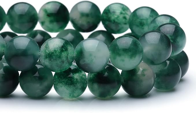 10mm Natural Stone Beads for Jewelry Making,Flower Jade Polished Smooth Round Gemstone Beads for Bracelet Necklace 15 Inch