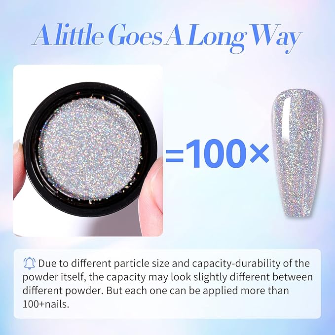 Born Pretty Mirror Chrome Nail Powder Set 12 Colors Metallic Mirror Effect Nail Powder Holographic Aurora Chameleon Pigment for Nail Art Gel Polish Mermaid Powder Decoration Sets