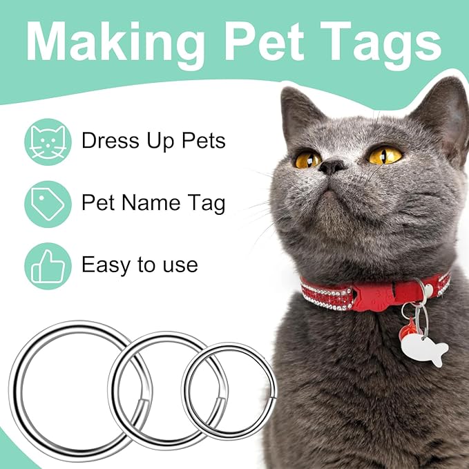 1/2" 300 PCS Silver Small Key Rings, Double Loops Split Rings Jewelry Making Metal Mini Key Ring for Keychian, Pet Collar Tag, Luggage Tag DIY Craft Hardware