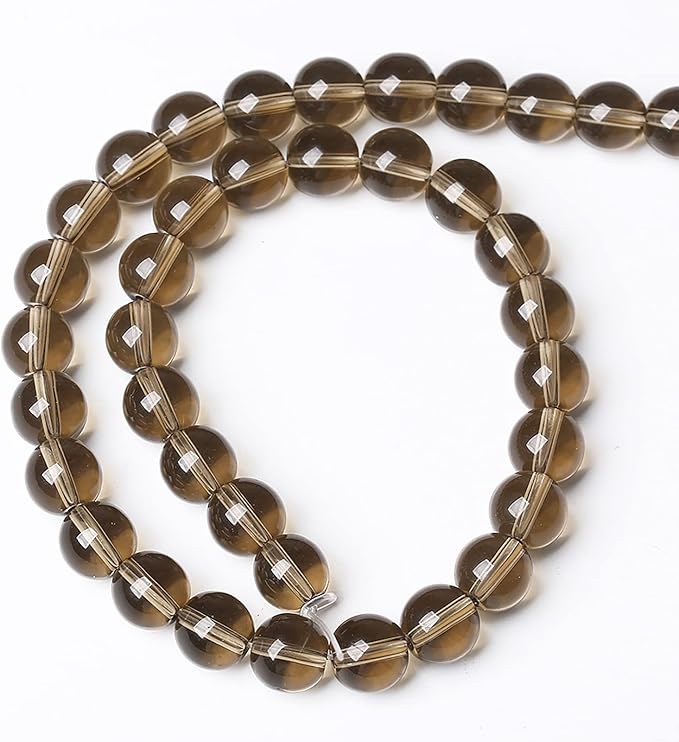 36PCS 10mm Smoky Crystal Quartz Glass Beads Natural Stone Round Loose Beads for Jewelry Making DIY Bracelet Necklace 15 Inch,Energy Stone Healing Power (10mm, Smoky Quartz Glass)