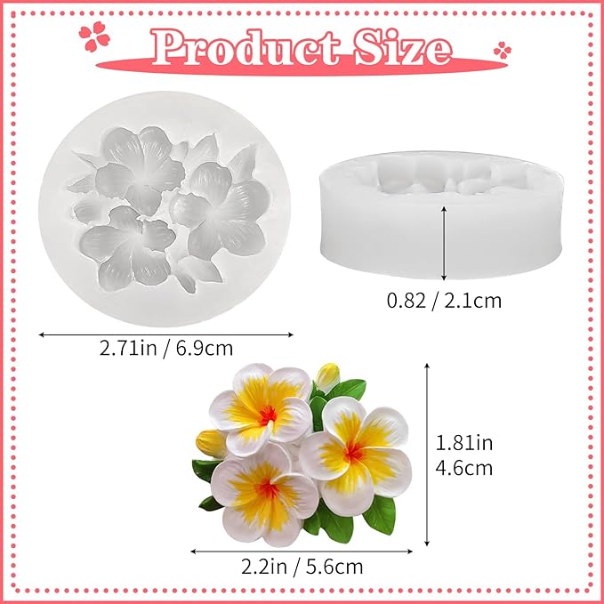 Plumeria Flower Silicone Molds, Plumeria Floral Molds for Candle Wax Making Handmade Soap Aromatherapy Gypsum Polymer Clay Craft Decoration Fondant Mold