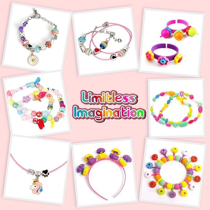 FUNZBO 1600 Pcs Pop Beads with Bracelet Making Kit, Jewelry Making Kit for 3 4 5 6 7 8 9 Year Old Little Girls, Arts and Crafts Toys for Kids, Necklace Bracelet Ring Creativity Holidays Birthday Gifts