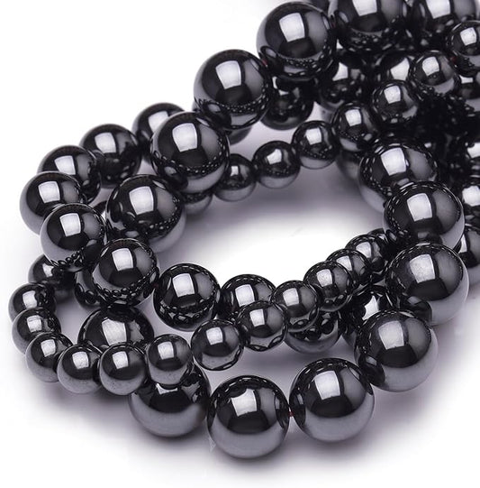 Natural Stone Beads for Jewelry Making,8mm Hematite Polished Smooth Round Gemstone Beads for Bracelet Necklace 15 Inch