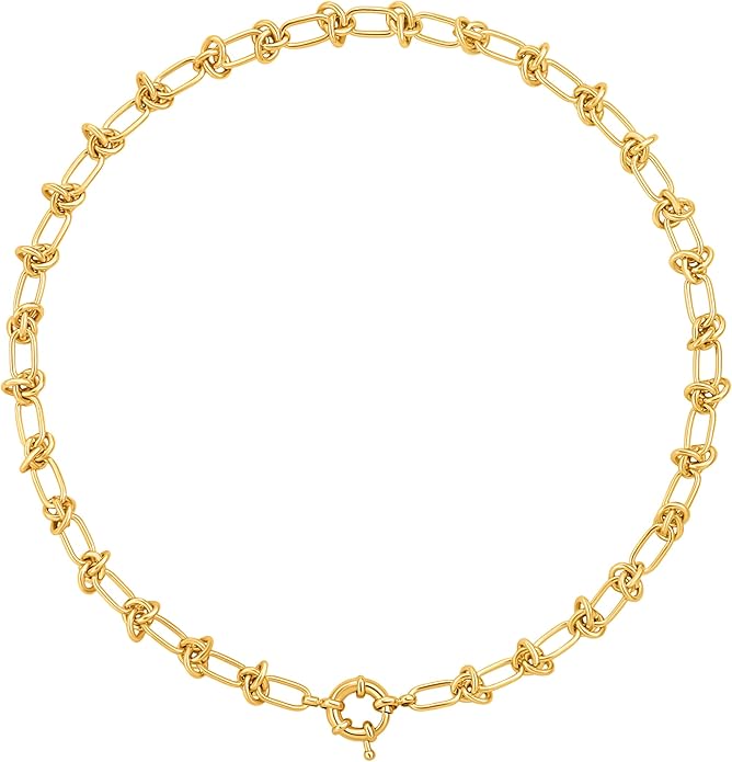 Aobei Pearl 18K Gold Plated Paperclip Chain Choker Satellite Chain Freshwater Cultured Biwa Pearl Pendant Necklace Dainty Jewelry for Women