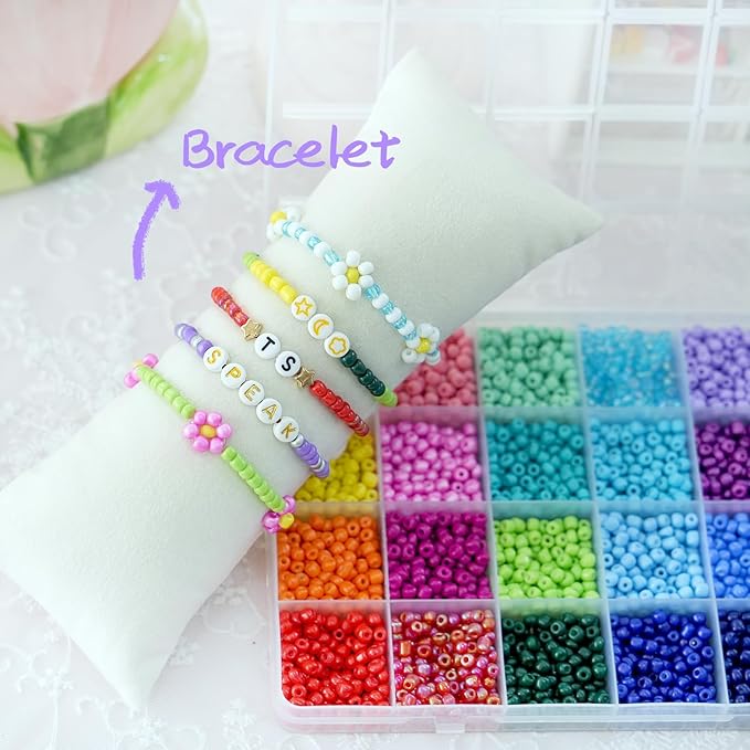 efivs arts 4500pcs Seed Beads 24 Colors 4mm Round Beads for Friendship Bracelet Making Kit Waist Small Bead Rainbow Beads for DIY Crafting 6/0