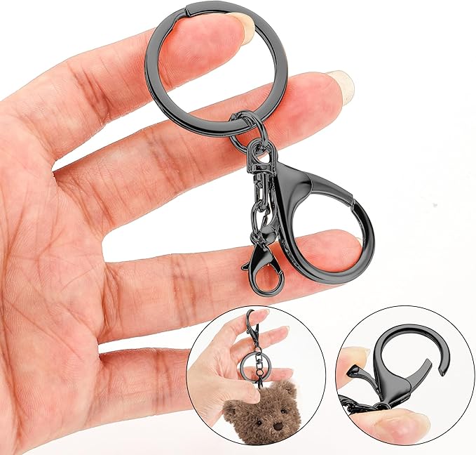 Gkeygo 10 Pack a Set Metal Lobster Claw Clasps and Key Rings, Key Chain Accessories, Keychain Making kit for Keys, Art Crafts, Jewelry Making, Gold - Gunmetal