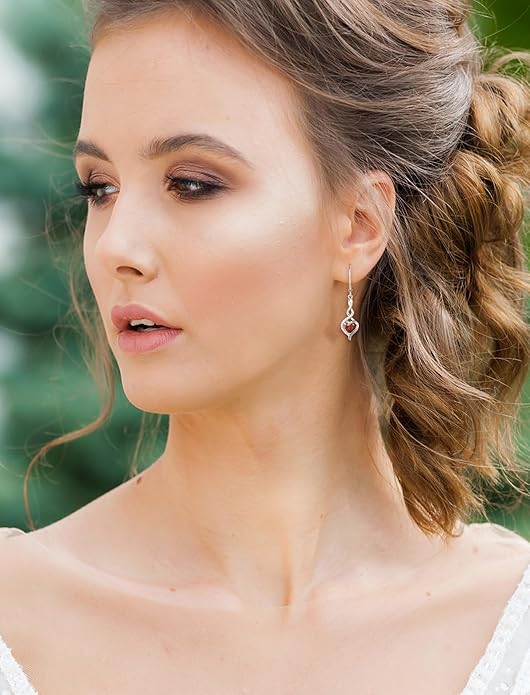 Starchenie Infinity Heart Earrings Sterling Silver Twisted Leverback Earring Gemstones Jewelry for Women