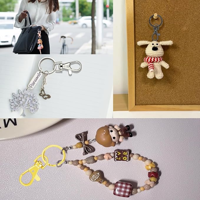 100 Pcs Keychain Hooks with Key Rings, Keychain Clip Hooks with Rings for Lanyard Jewelry Making DIY Crafts(50 Pcs Metal Lobster Claw Clasps + 50 Pcs Flat Key Rings) (Bronze)